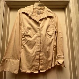 Banana republic cream button down shirt. Cotton and spandex blend. Size large.